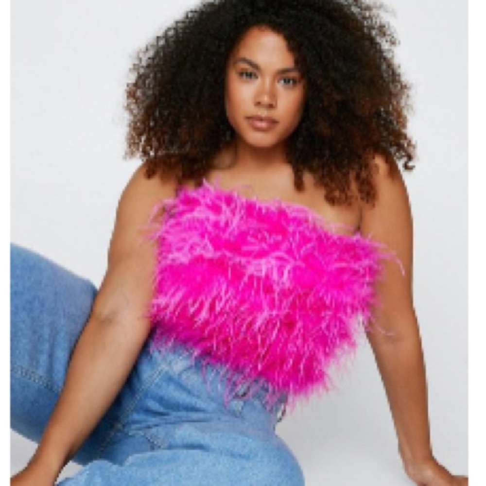 NastyGal Hot Pink Faux Fur Tube Top